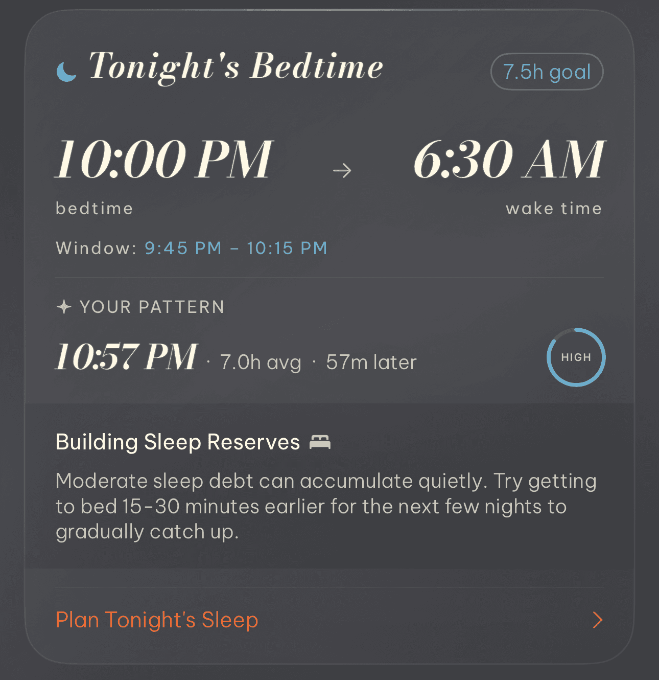 Adaptive bedtime recommendation